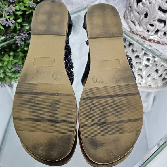 Justice Black Sequin Sandals - Picture 9 of 11